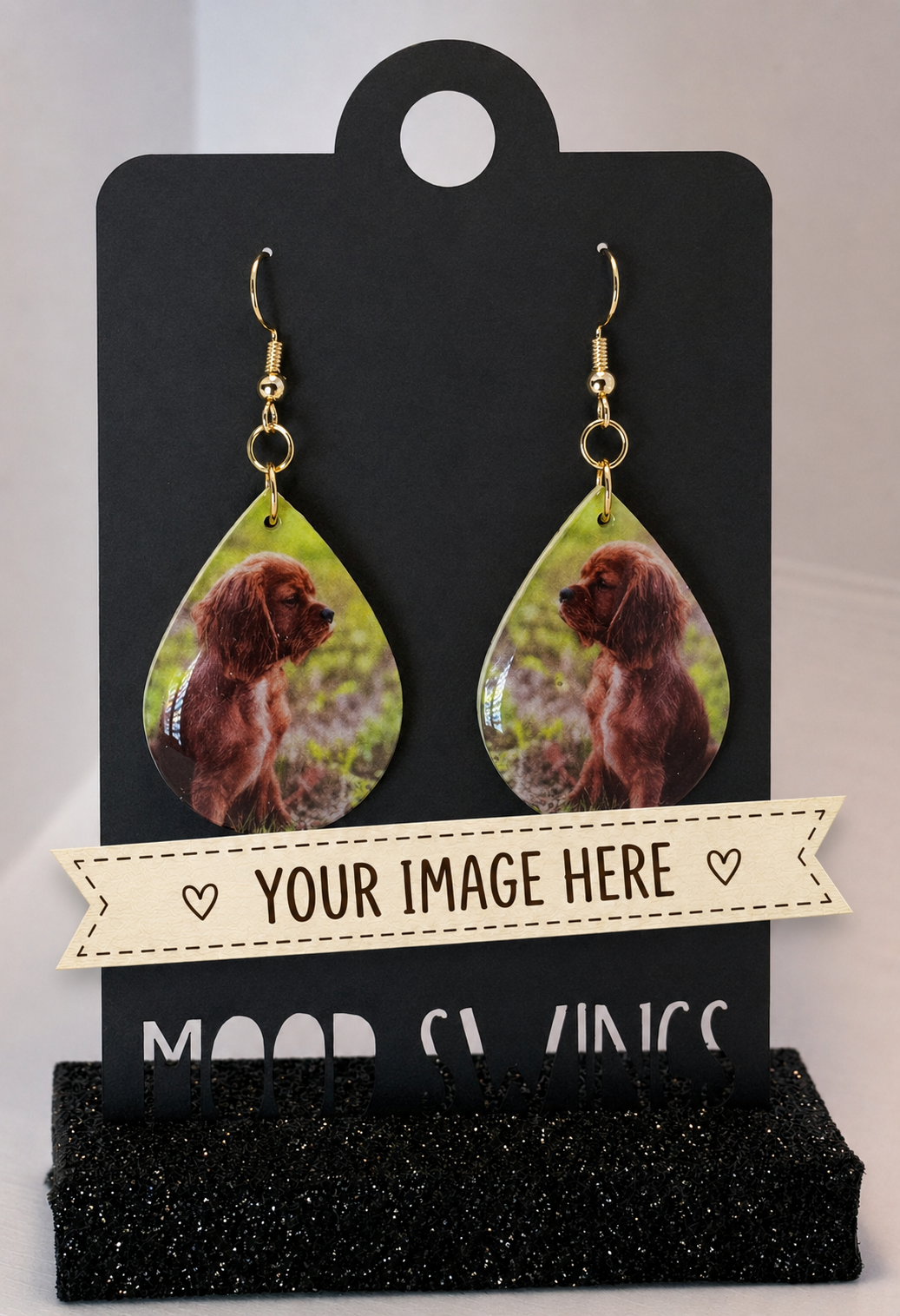 Custom Photo Large Teardrop Earrings