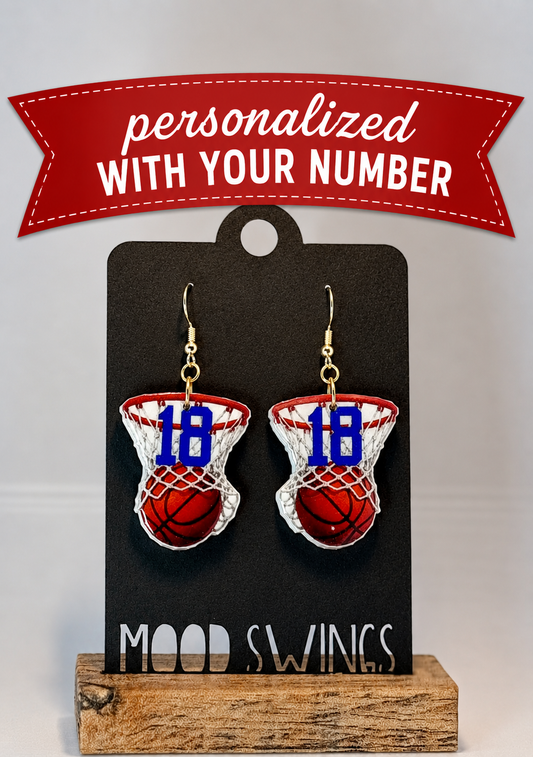 Net Numbers - Personalized Basketball Earrings