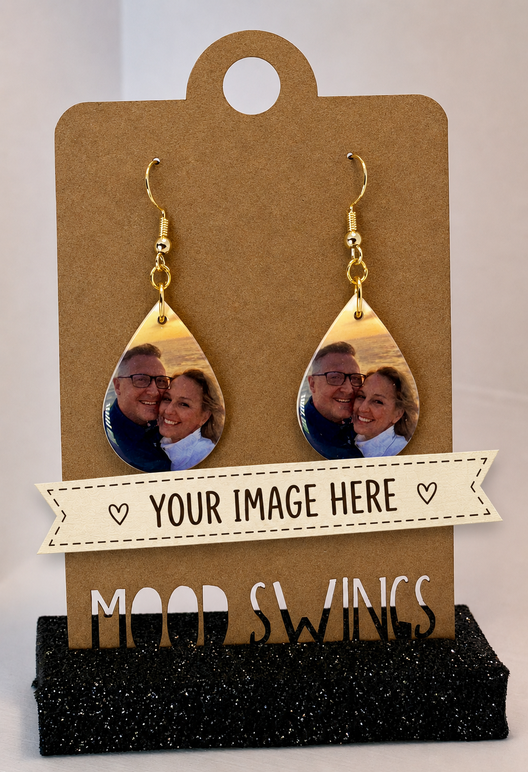 Custom Photo Small Teardrop Earrings